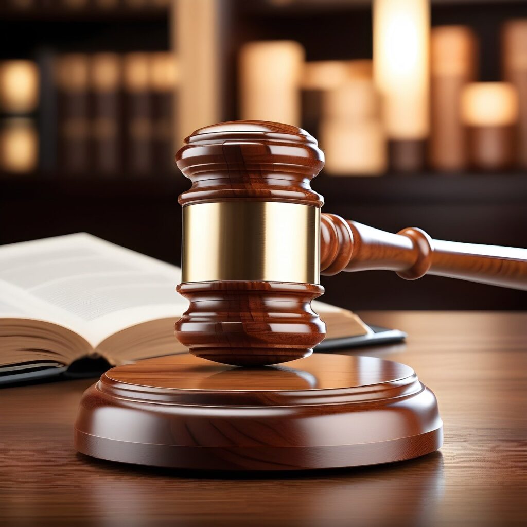 Gavel resting with open book behind