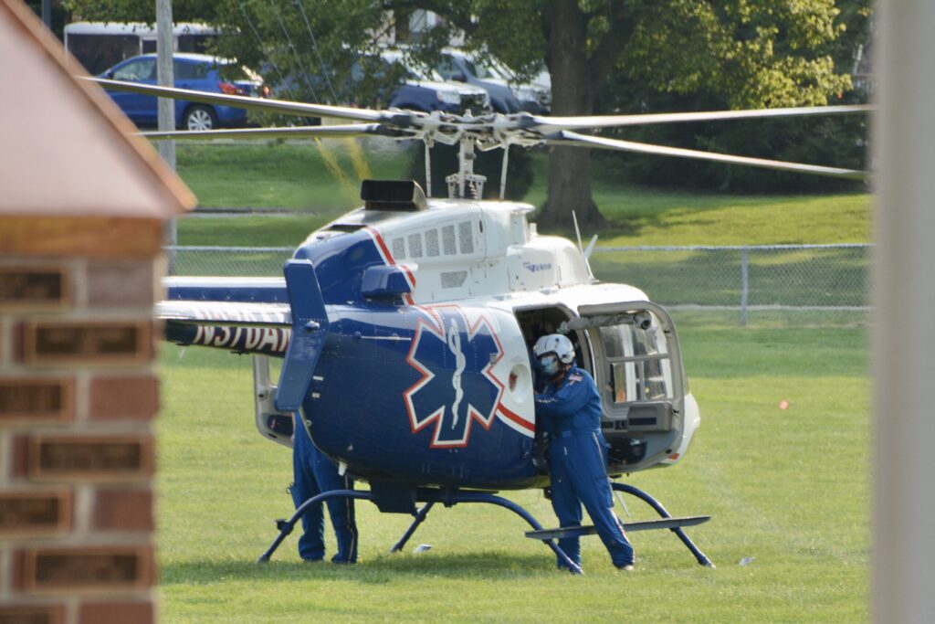 Medical helicopter arriving